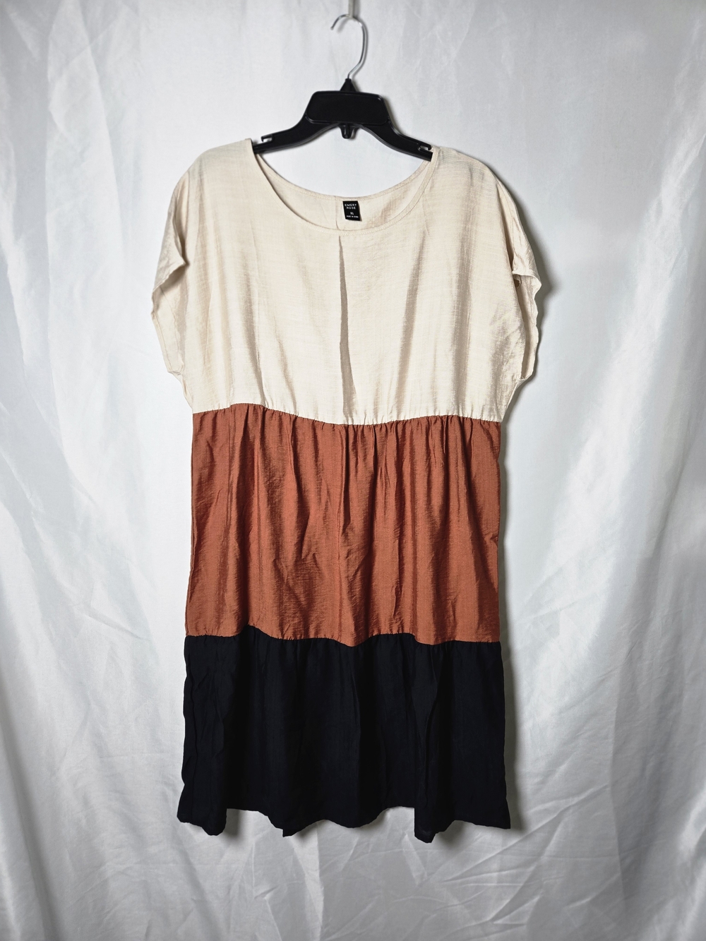 Colorblock Midi Dress in Cream, Rust & Black